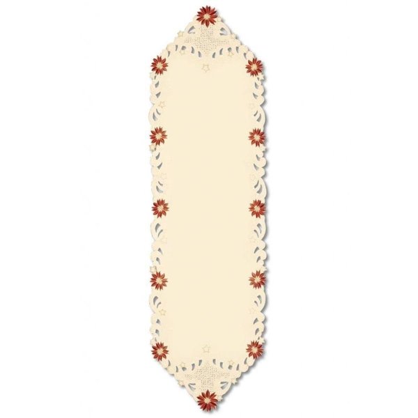 Heritage Lace 15 x 52 in. Noel Glow Decorative Embroidered Floral Christmas Table Runner 31420695